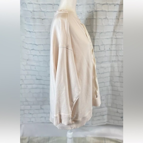 Real Good Aerie oversized lace up crew sweatshirt Pale Pink Woman’s Size L cute - Picture 8 of 16